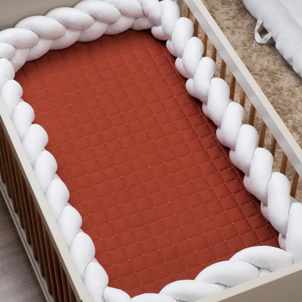 Quilted Crib Bedspread with 300 threads Terracotta
