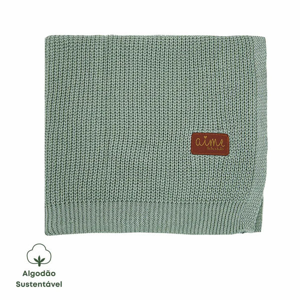 Fang Cotton Knit Baby Blanket Olive Green Brazilian Fauna