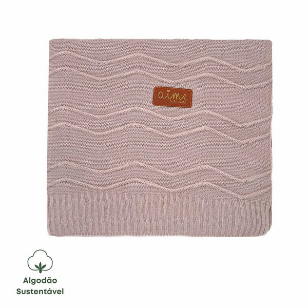 Baby Blanket Knit Cotton Woof Old Pink