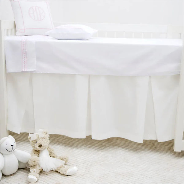 Crib Skirt with 4 Sides and Pleats in 300 Thread Count Percale, Ivory