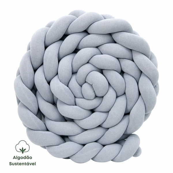 Gray Cotton Tricot Mini Crib Protector Braid